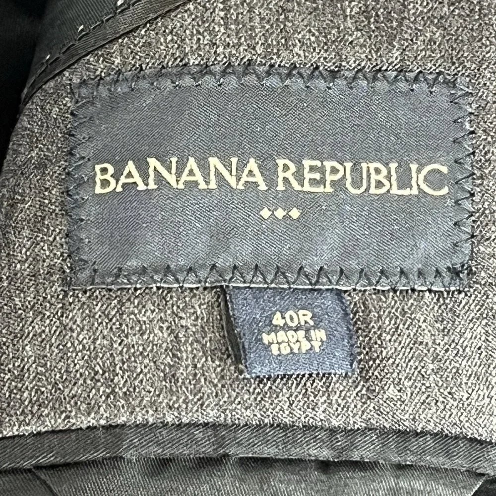 Banana Republic Blazer‎ Mens 40R Gray 3 Button Sport Coat Wool Suit Jacket Solid